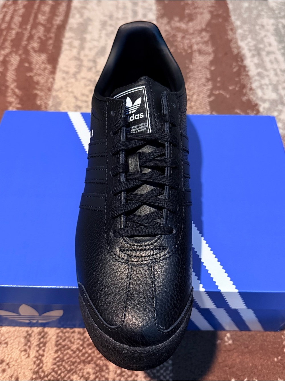 adidas Samoa Men's Black Leather Sneakers - Picture 2 of 9